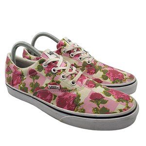 Vans Romantic Floral Womens 9.5 Pink Red Shoes Skateboarding All Over Print